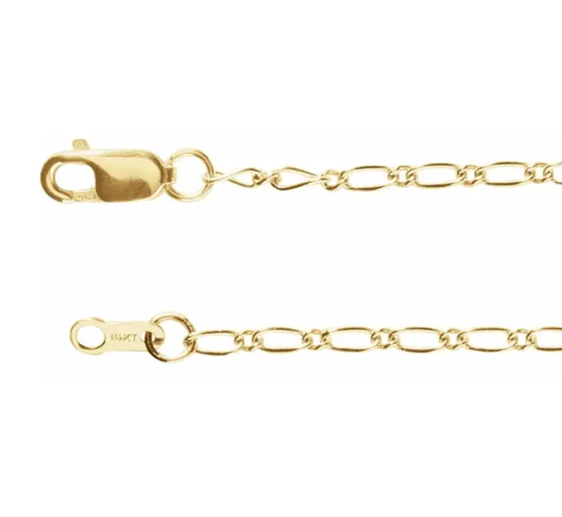 . 14k Yellow Gold 1.5mm Figaro Chain