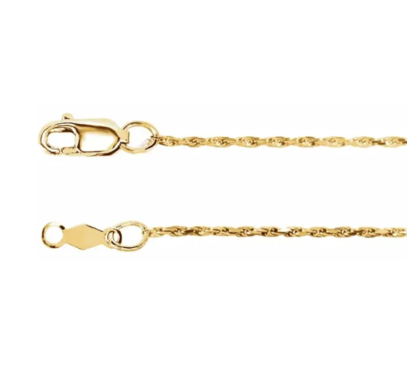 . 14k Yellow Gold 1mm Diamond-Cut Rope Chain