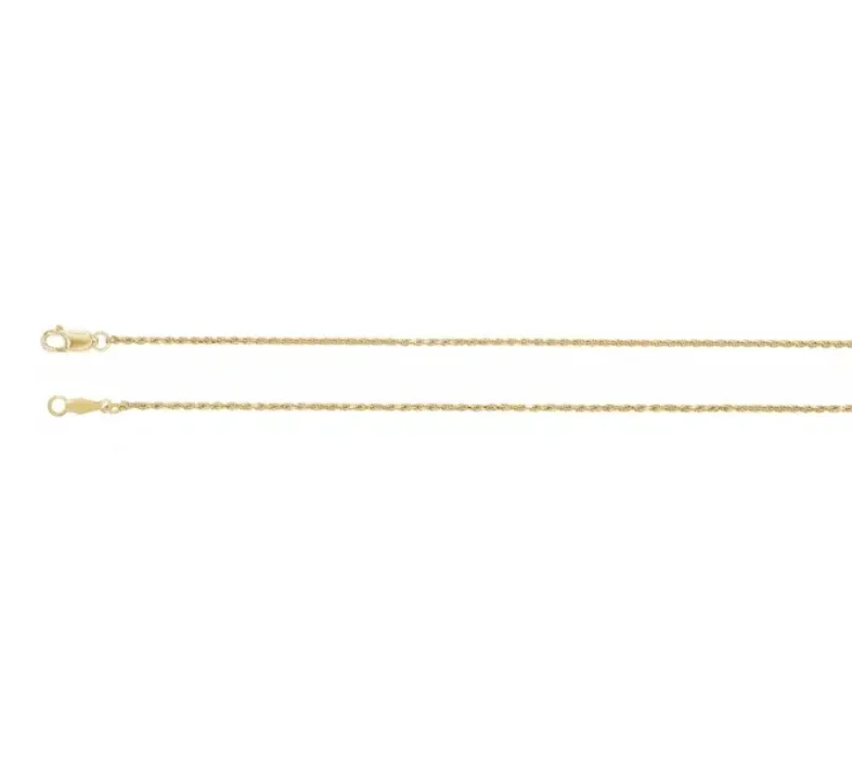 . 14k Yellow Gold 1mm Diamond-Cut Rope Chain