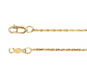 . 14k Yellow Gold 1mm Diamond-Cut Rope Chain