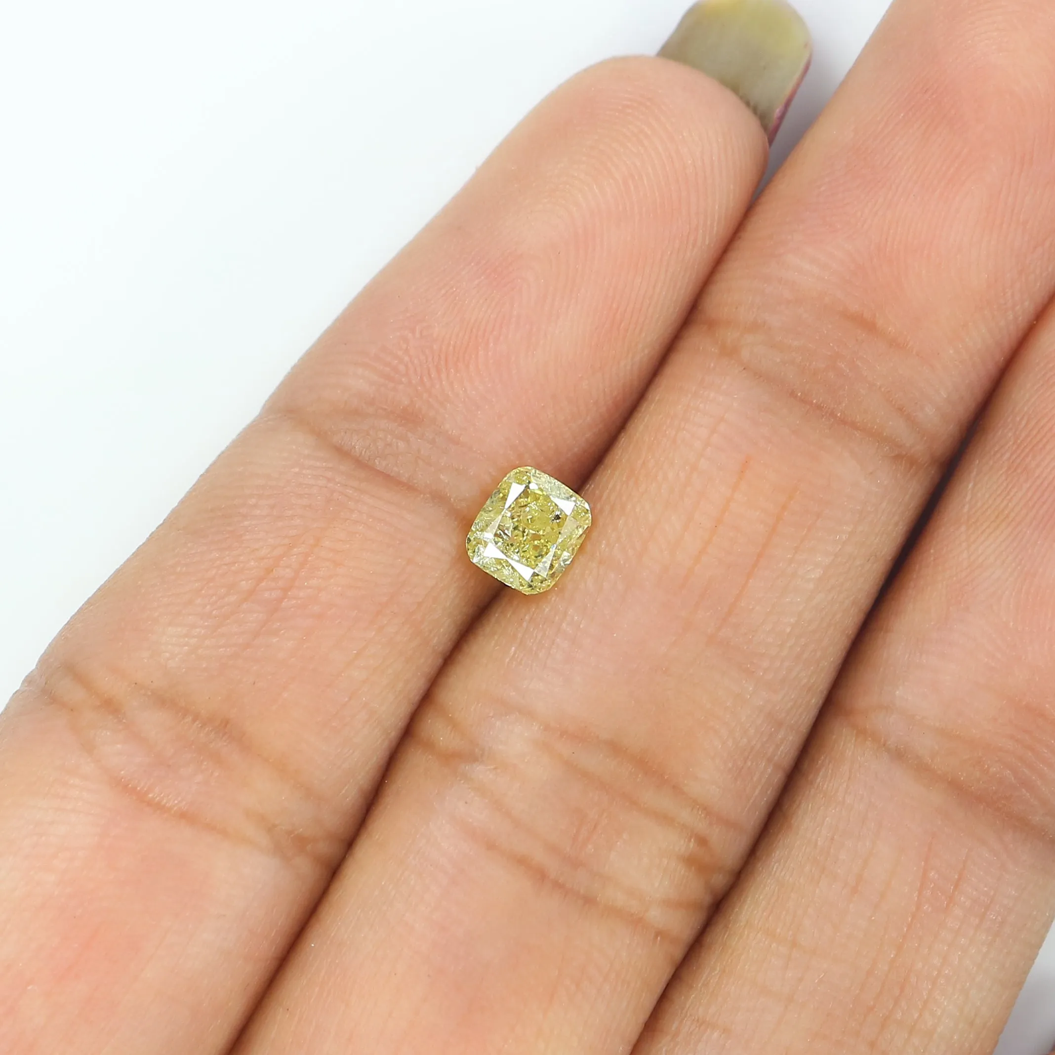 0.56 CT IGI Certified Natural Loose Modified Cushion Cut Diamond 4.80 MM Natural Fancy Yellow Color Cushion Brilliant Cut Diamon