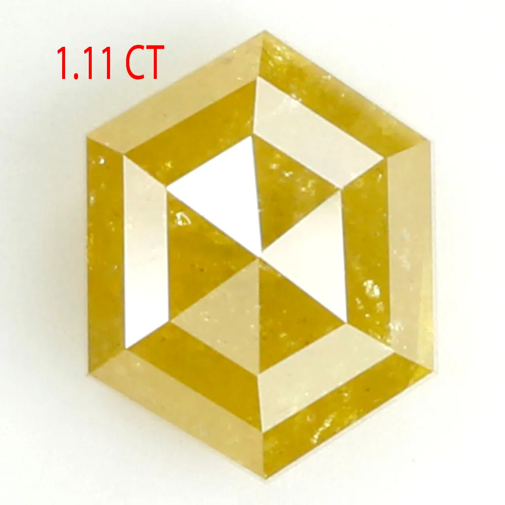 1.11 CT Natural Loose Hexagon Shape Diamond Yellow Color Hexagon Cut Diamond 6.95 MM Natural Loose Hexagon Shape Rose Cut Diamon