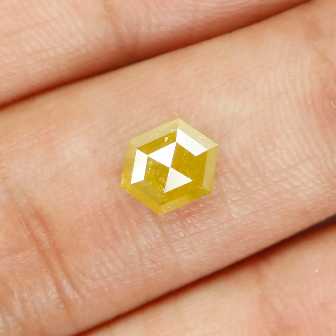 1.11 CT Natural Loose Hexagon Shape Diamond Yellow Color Hexagon Cut Diamond 6.95 MM Natural Loose Hexagon Shape Rose Cut Diamon