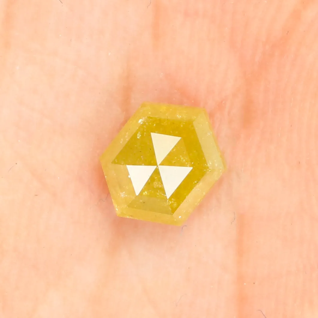 1.11 CT Natural Loose Hexagon Shape Diamond Yellow Color Hexagon Cut Diamond 6.95 MM Natural Loose Hexagon Shape Rose Cut Diamon