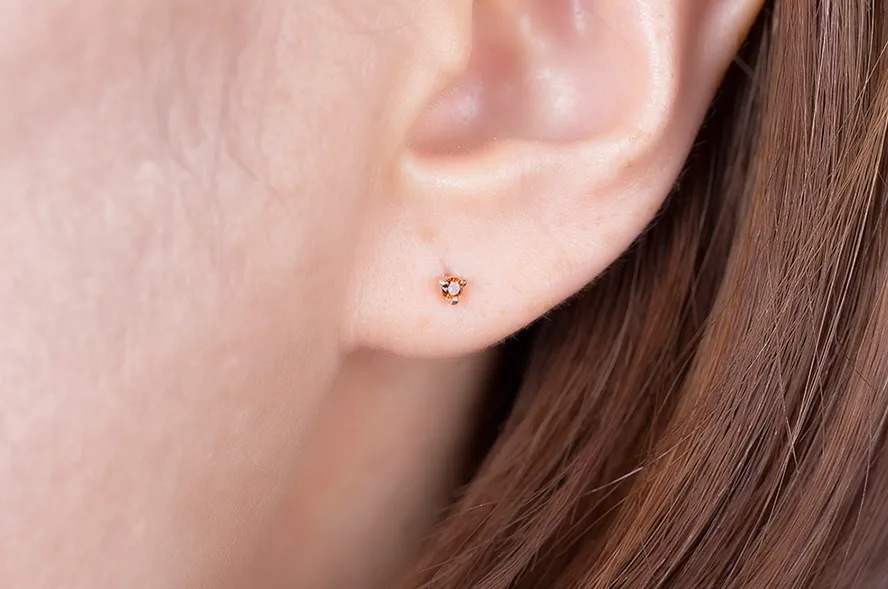 14k 18k Gold 3 Prongs 2mm Natural Orange Diamond Tragus Cartilage Ball Back Barbell Piercing Earring