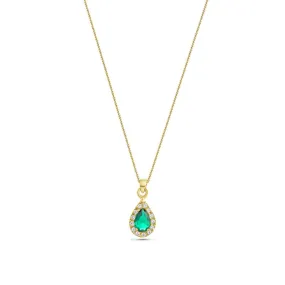 14K Gold Pendant with Green Zircon Drop