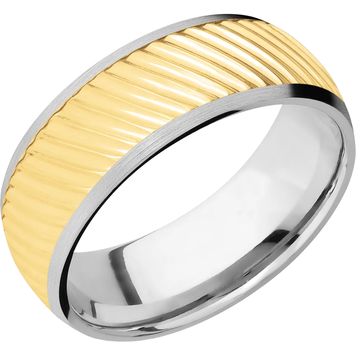 14K White Gold with Satin Finish and 14K Yellow Gold Inlay