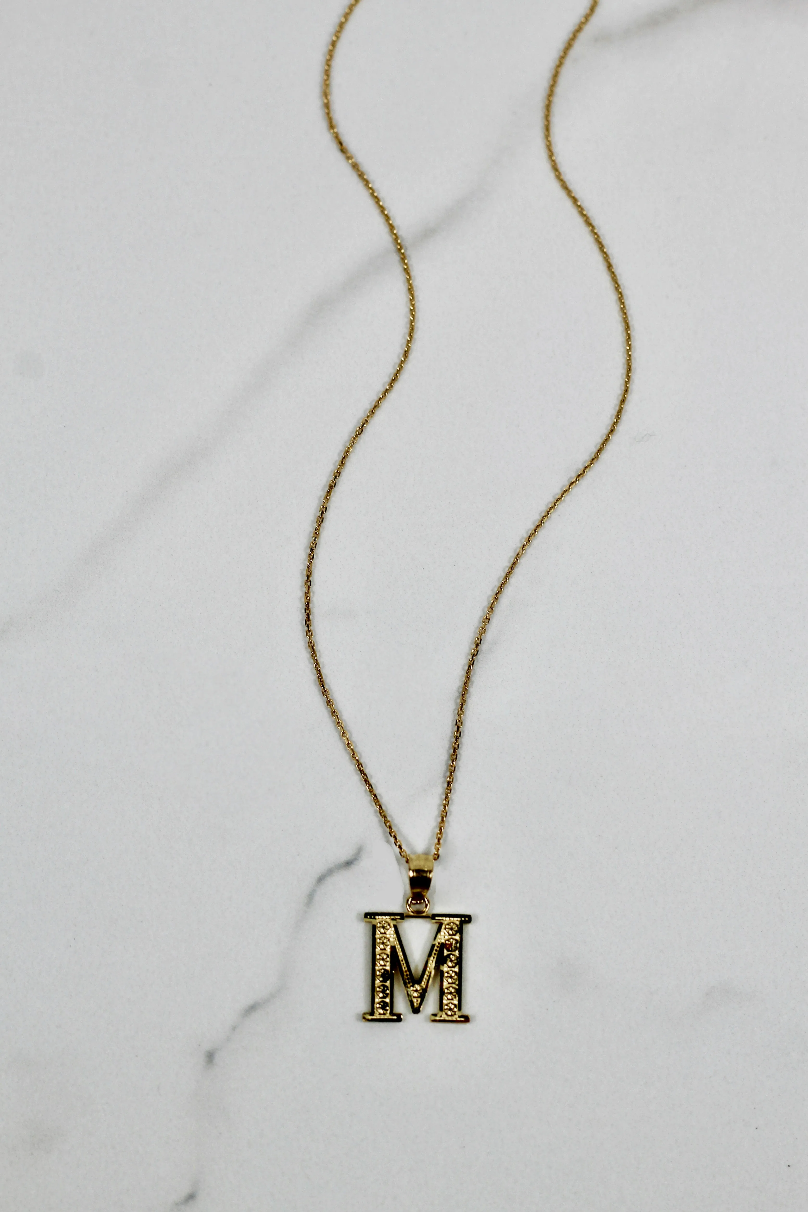 14K Yellow Gold Block Initial Chain