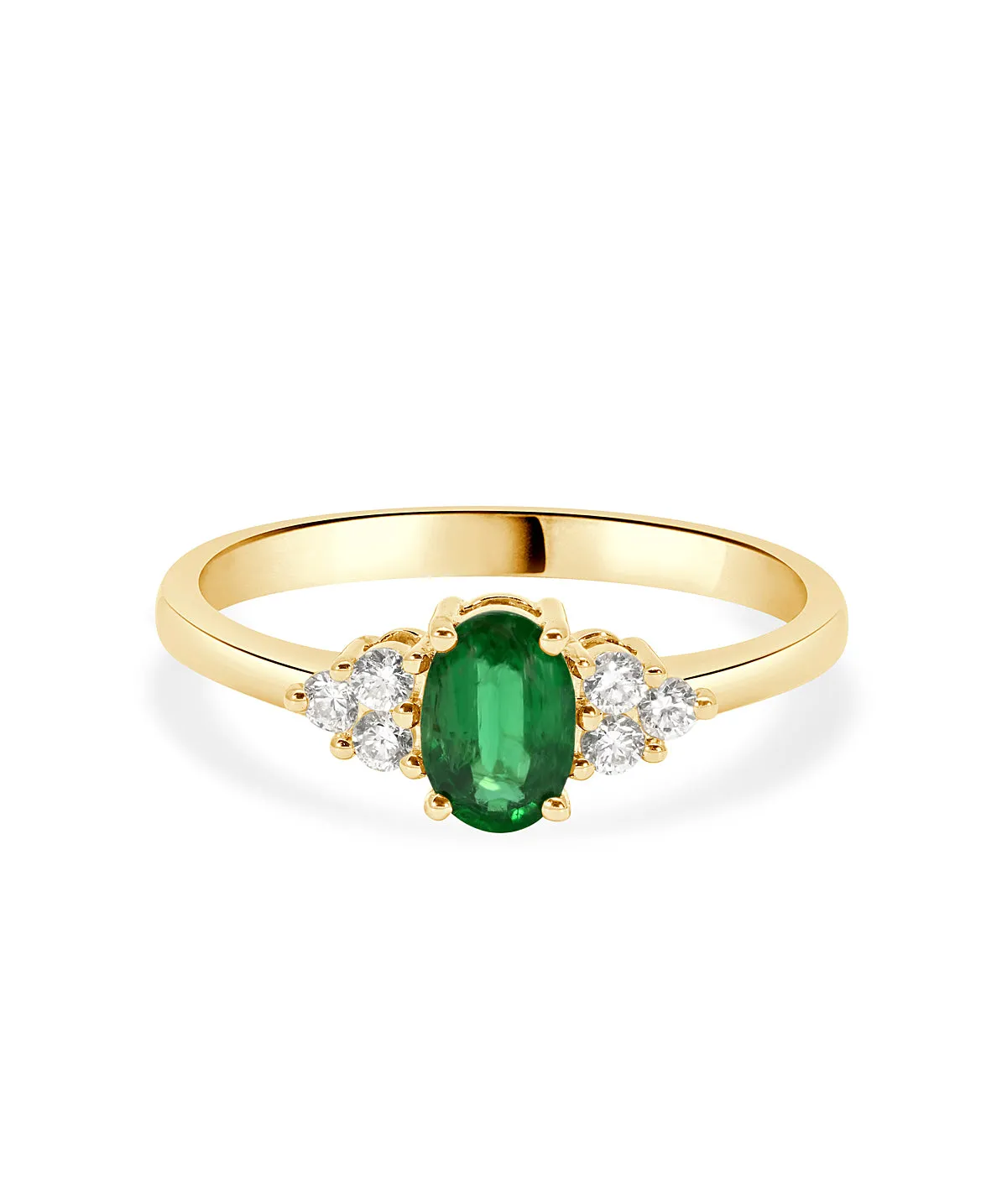 14K Yellow Gold Emerald and Diamond Ring