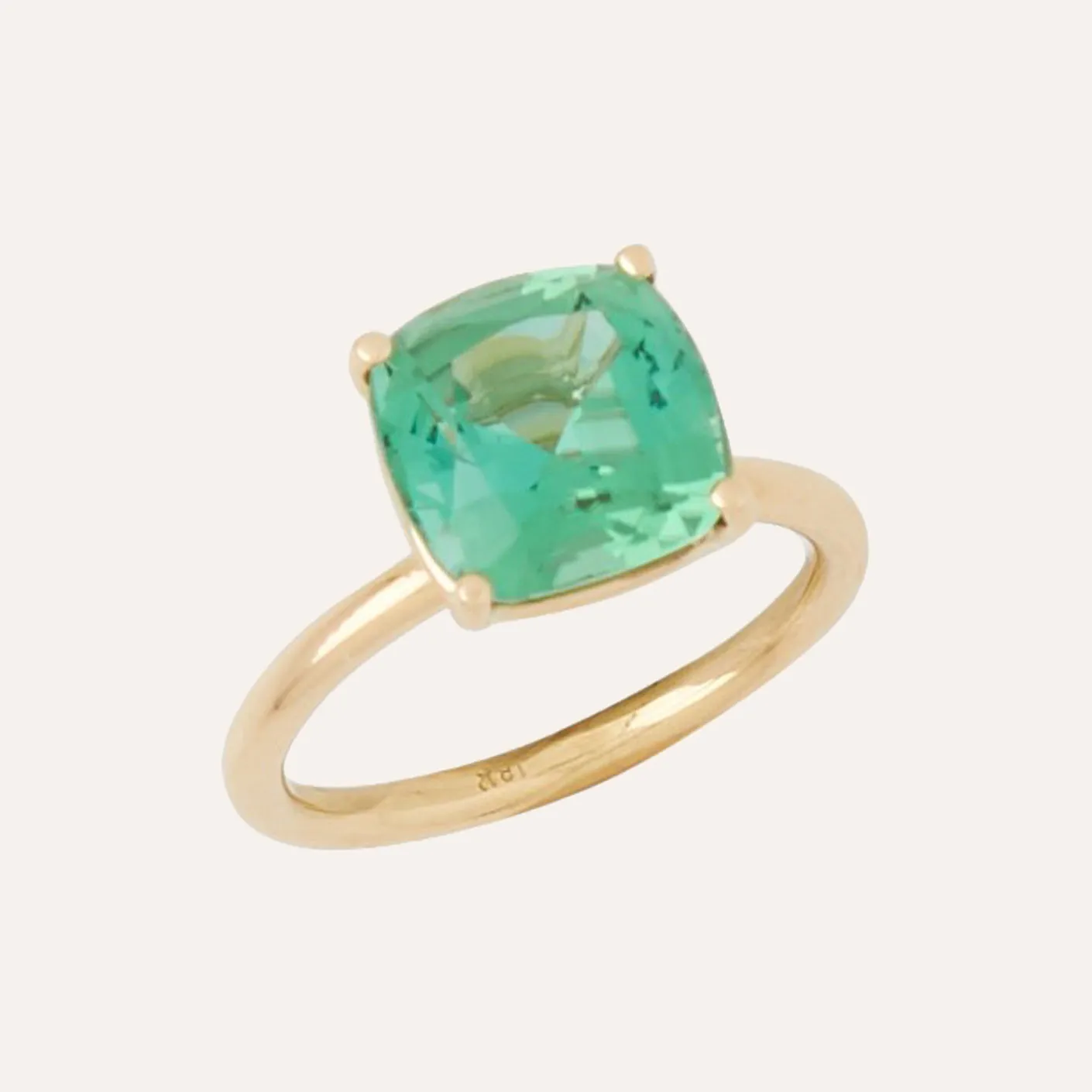 18K Yellow Gold Mint Tourmaline Ring