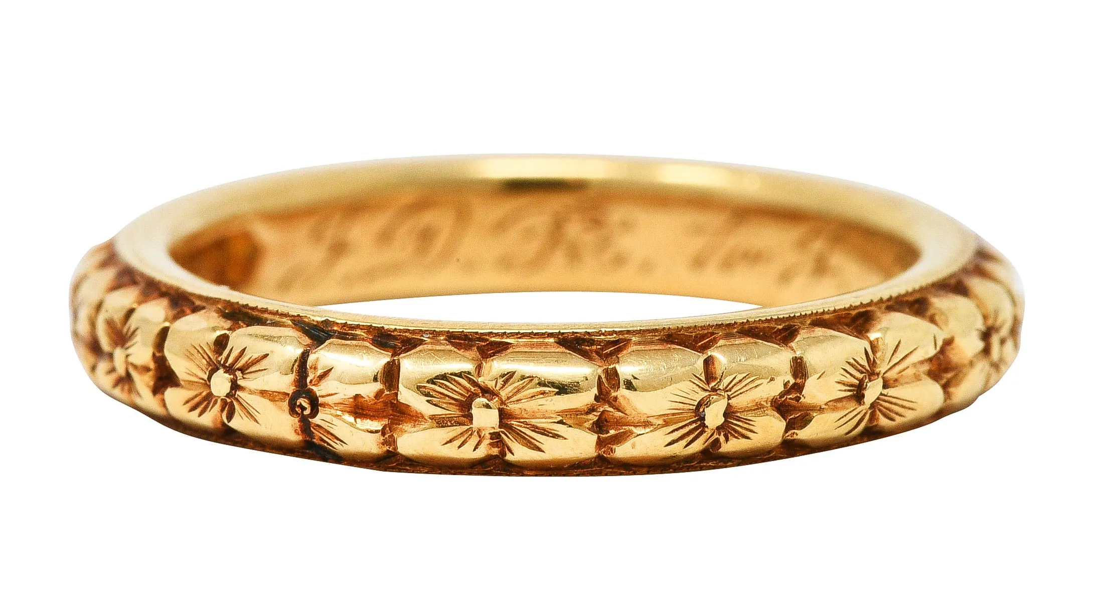 1906 Edwardian 18 Karat Yellow Gold Orange Blossom Band Ring