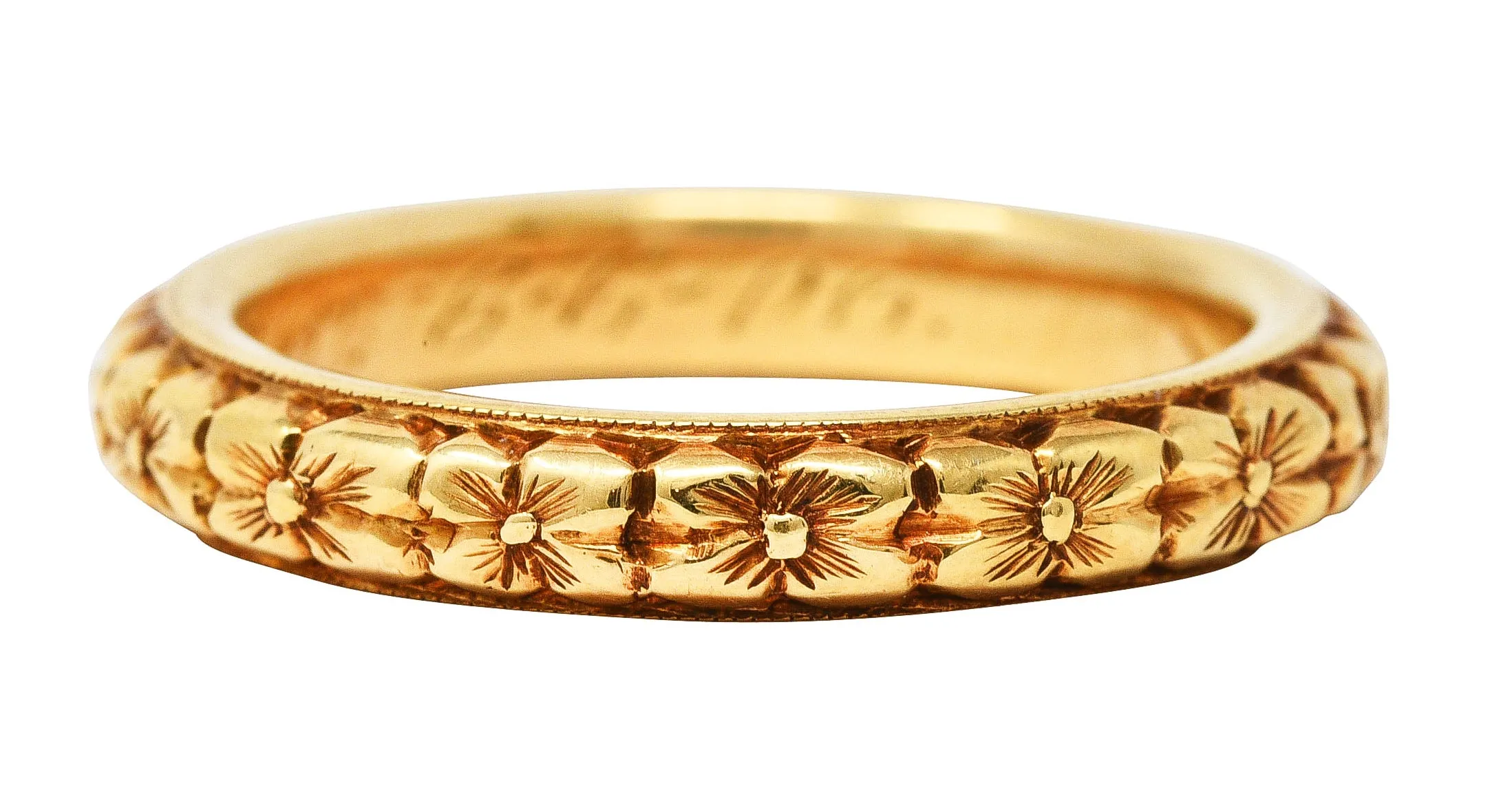 1906 Edwardian 18 Karat Yellow Gold Orange Blossom Band Ring