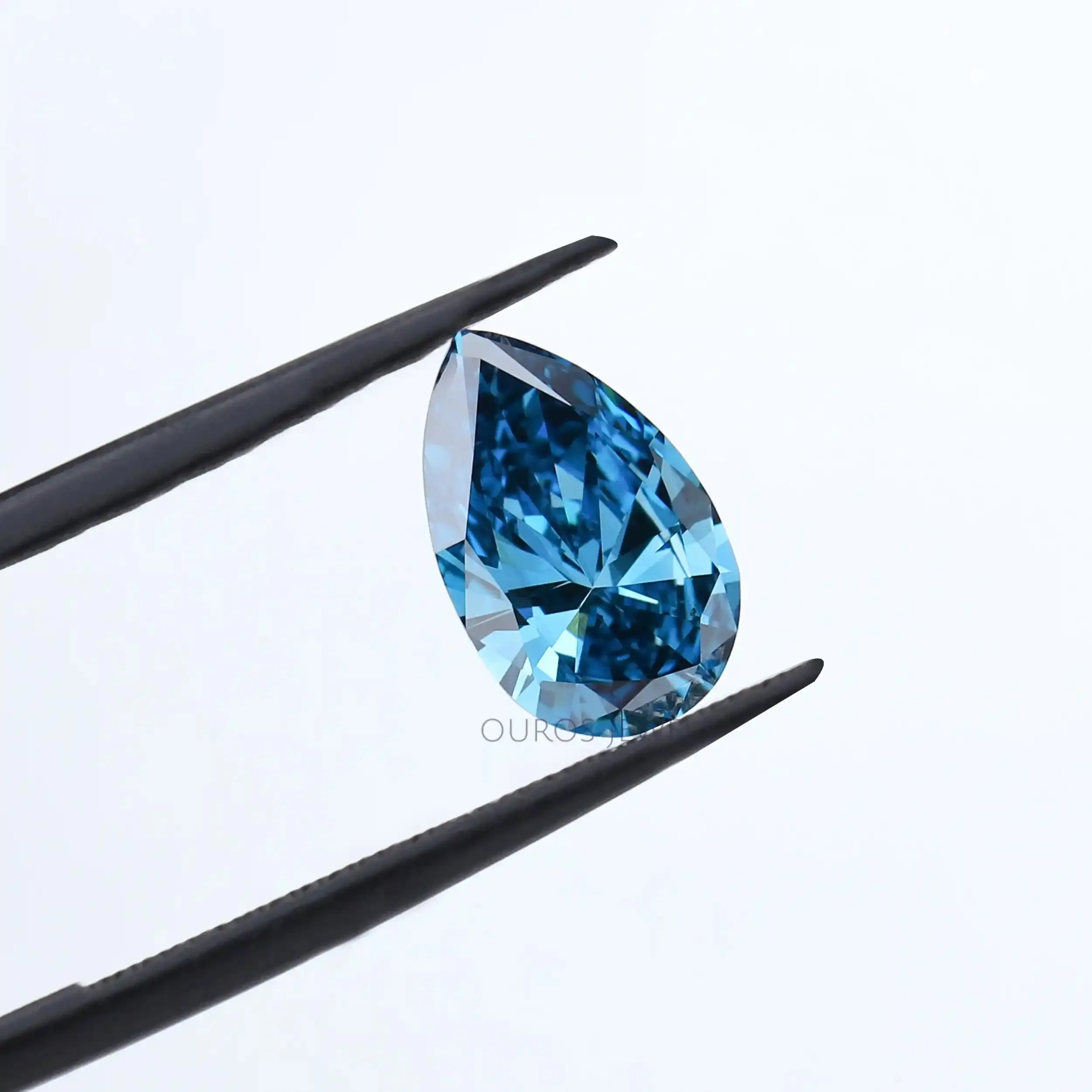 2.38 Carat Fancy Vivid Greenish Blue Pear Cut Lab Grown Diamond