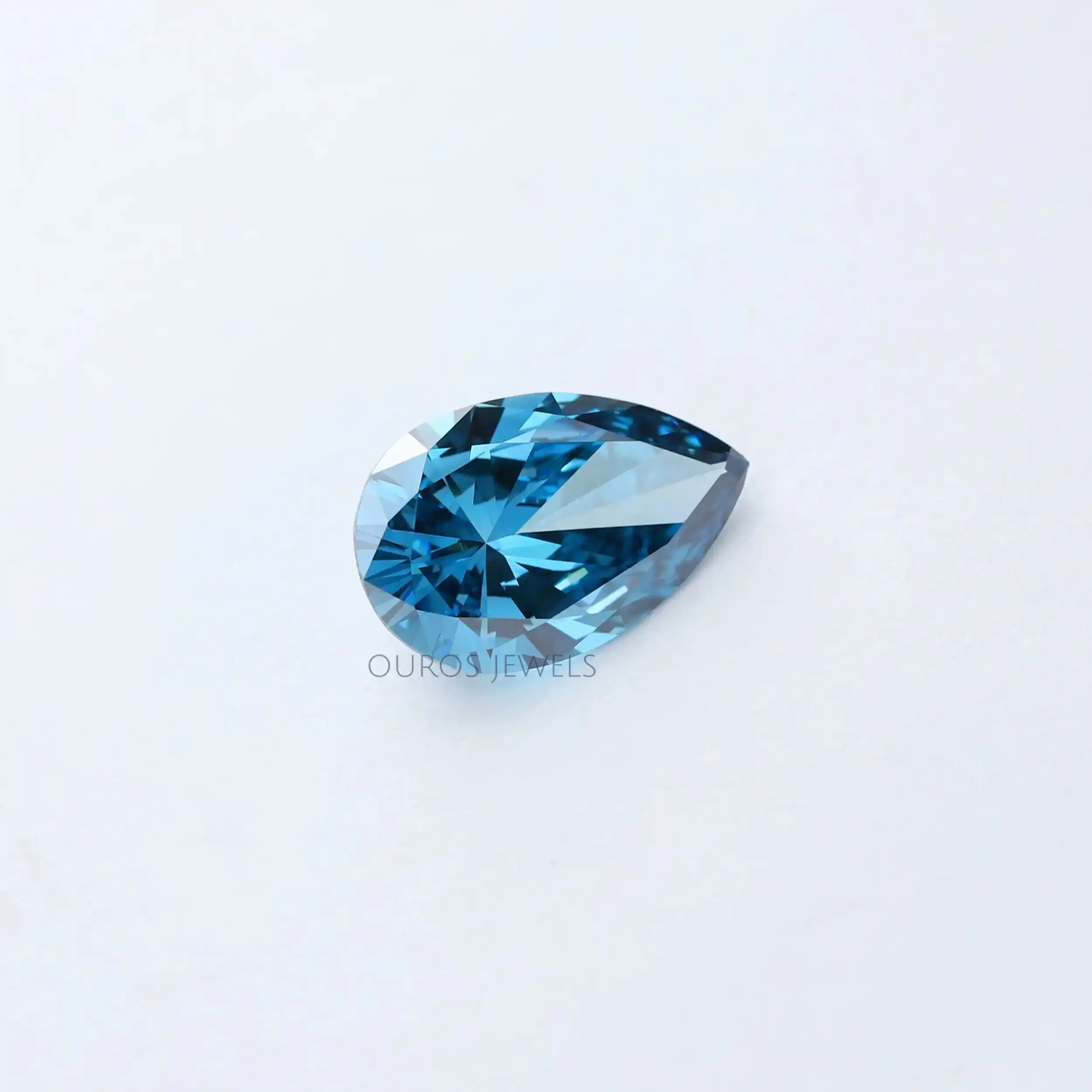 2.38 Carat Fancy Vivid Greenish Blue Pear Cut Lab Grown Diamond