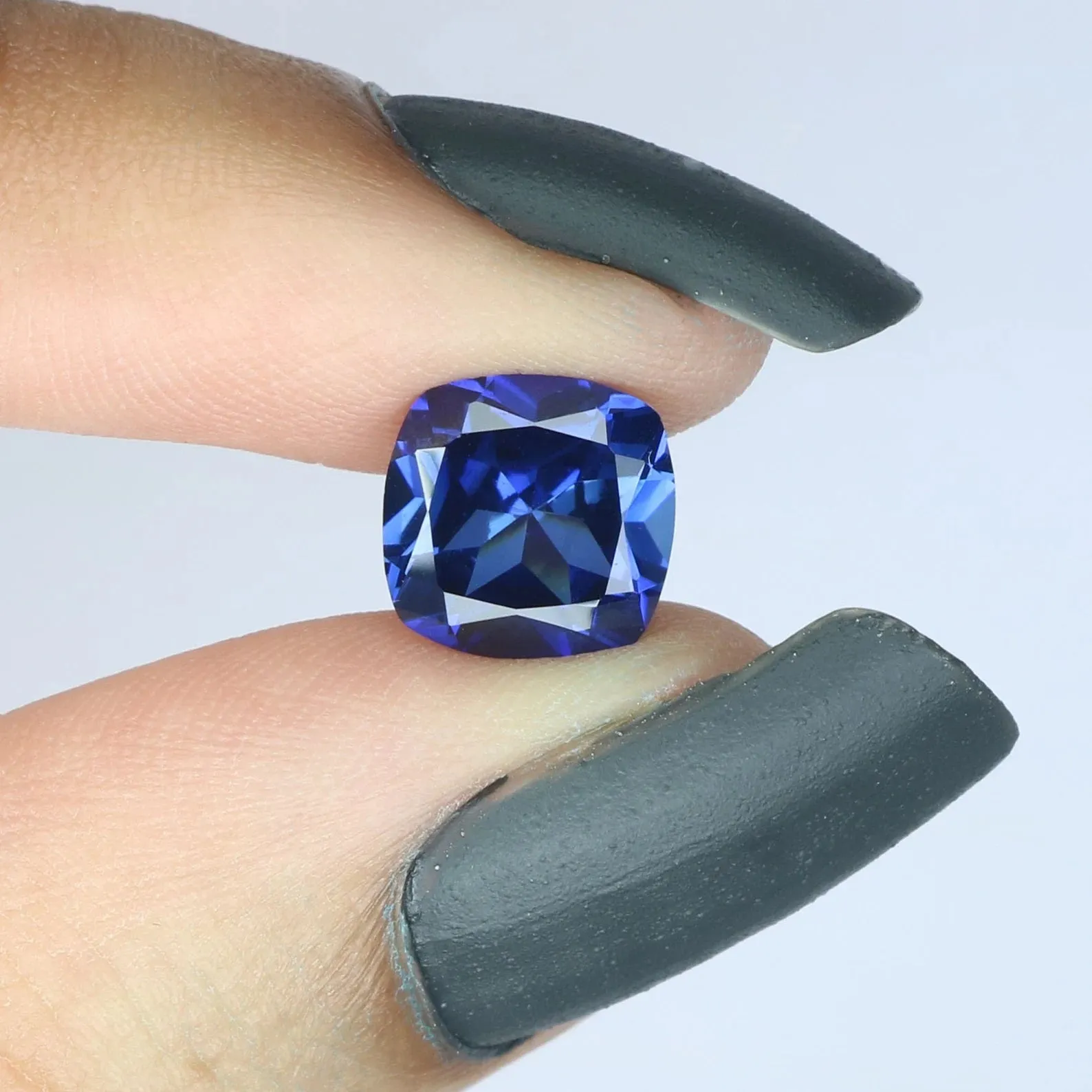 2.74 Ct Blue Color Created Sapphire Cushion Gemstone VS1 Clarity 8.00 MM GN33