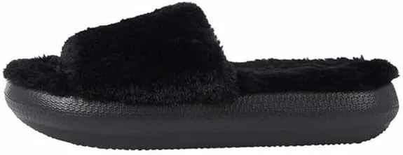 32 Degrees Women's Plush Cushion Slide | Slip-On | Pillow-Like Comfort | Lightweight | Plush Faux Fur