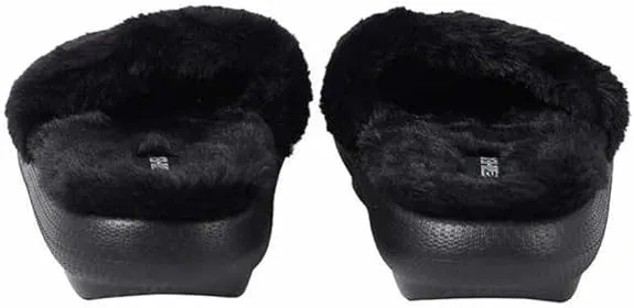 32 Degrees Women's Plush Cushion Slide | Slip-On | Pillow-Like Comfort | Lightweight | Plush Faux Fur