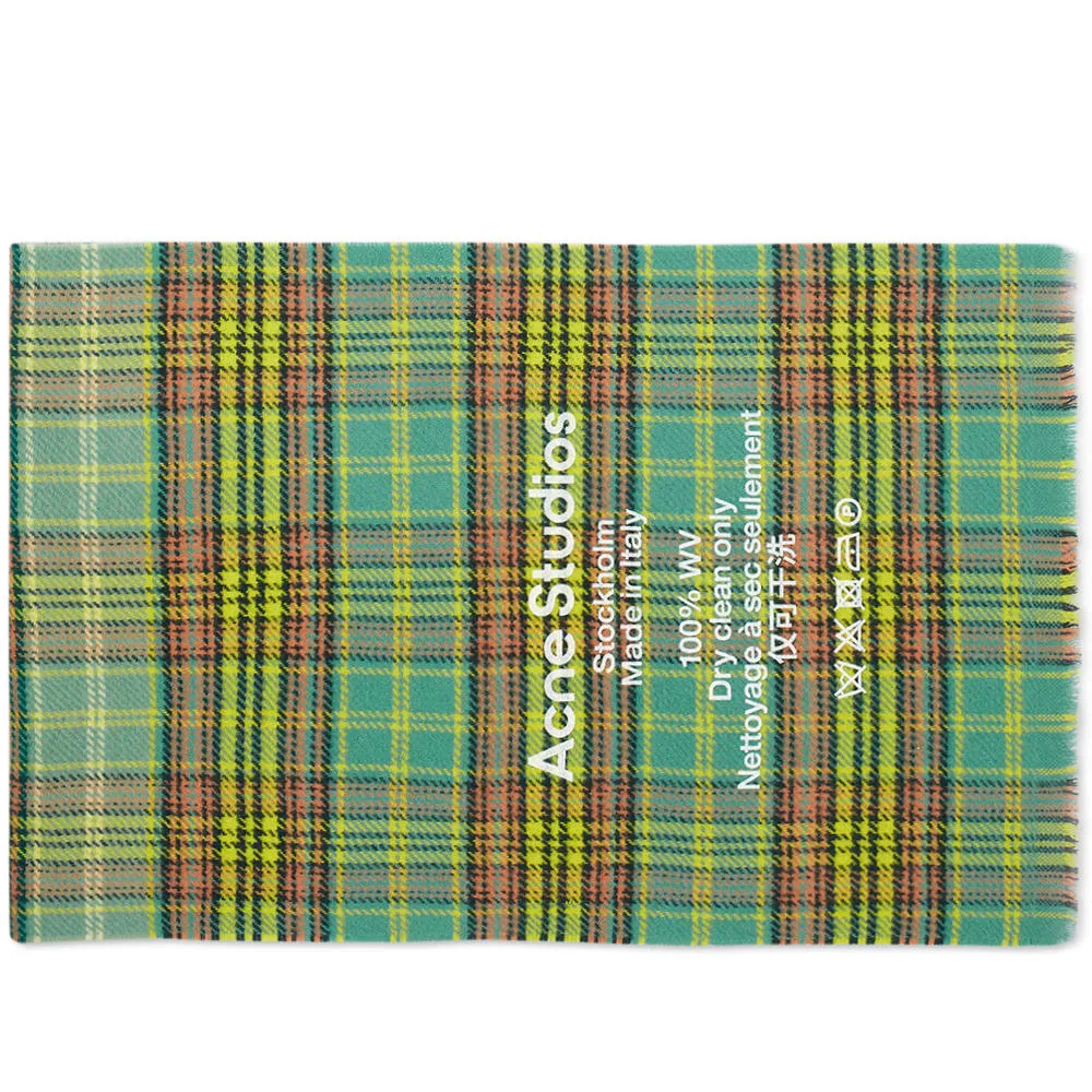 Acne Studios Cassiar Tartan Narrow ScarfDusty Green & Rust Orange