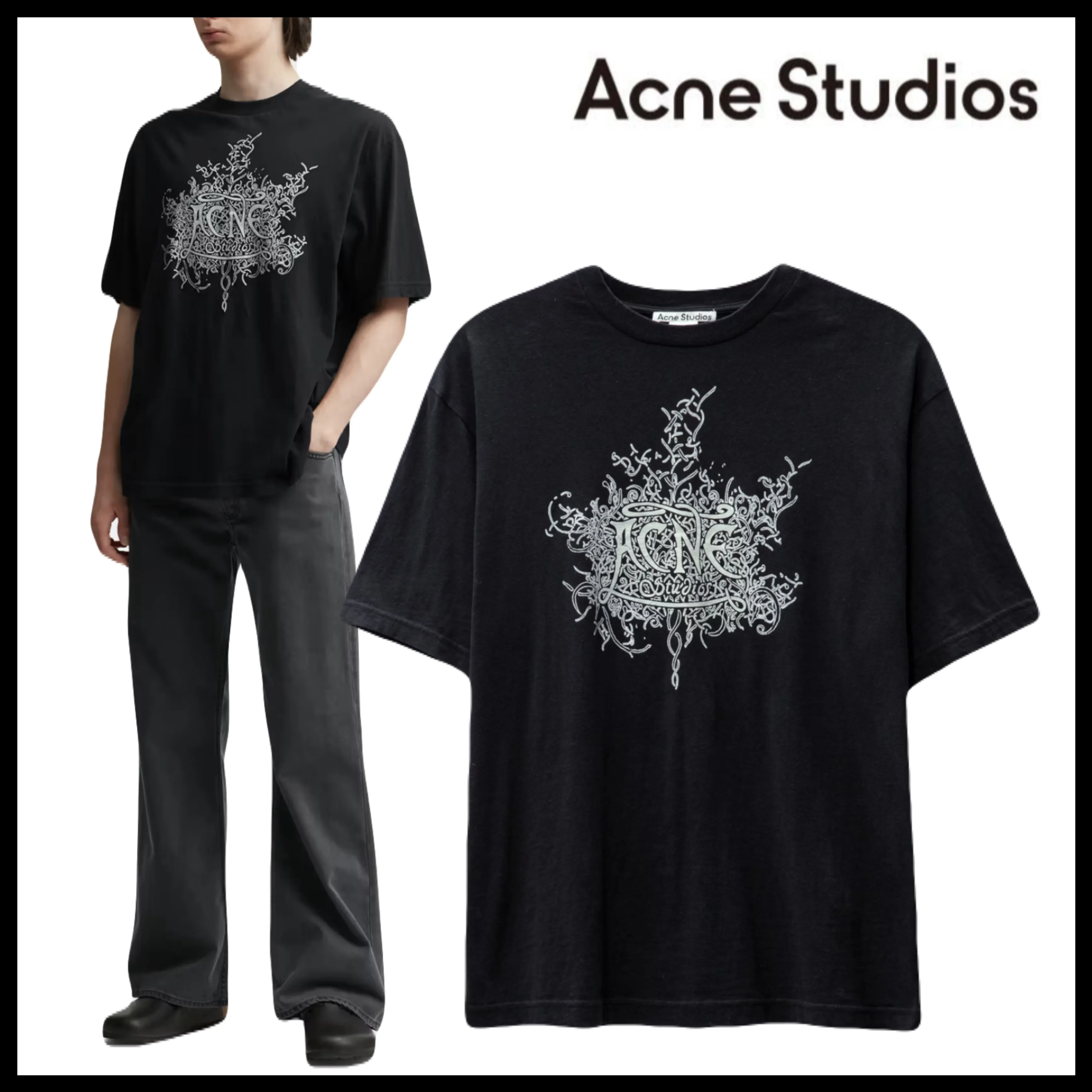 Acne Studios  |Crew Neck Cotton Short Sleeves Logo Designers