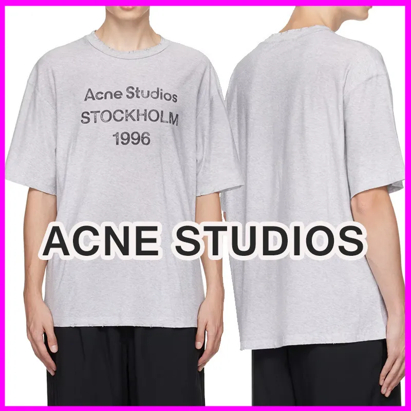 Acne Studios  |Crew Neck Street Style Cotton Short Sleeves Logo Designers