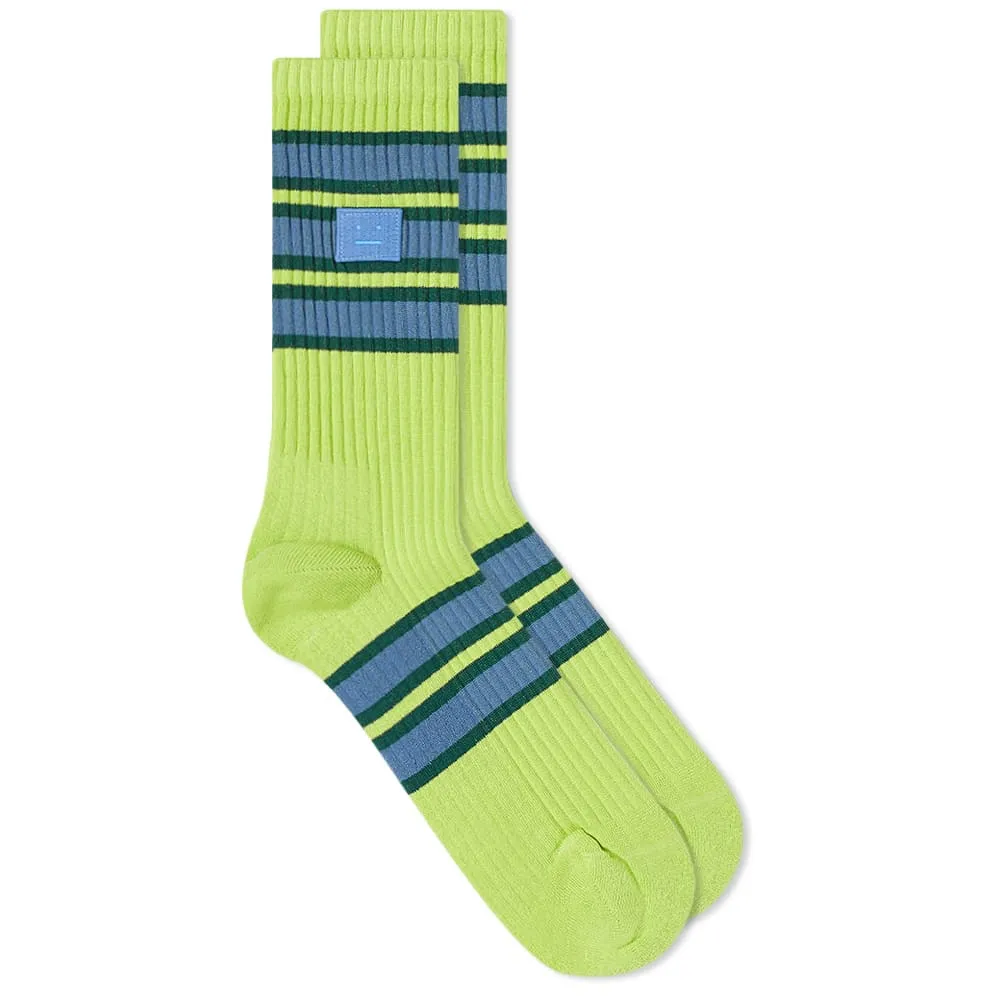 Acne Studios Face Rib SockGreen & Blue