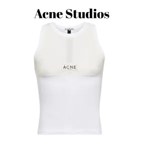 Acne Studios  |Nylon Plain Cotton Logo Designers Tanks