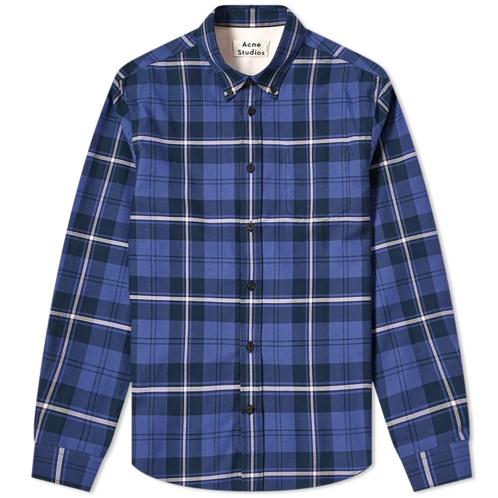 Acne Studios Sarkis Waffle Check ShirtNavy & Pink