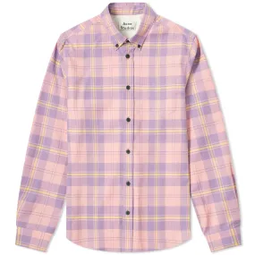 Acne Studios Sarkis Waffle Check ShirtPink & Lilac