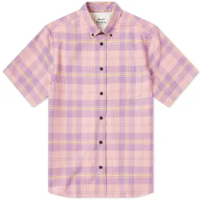 Acne Studios Short Sleeve Sarkis Waffle Check ShirtPink & Lilac