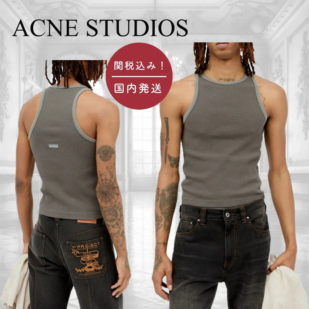 Acne Studios  |Street Style Plain Cotton Logo Designers Tanks