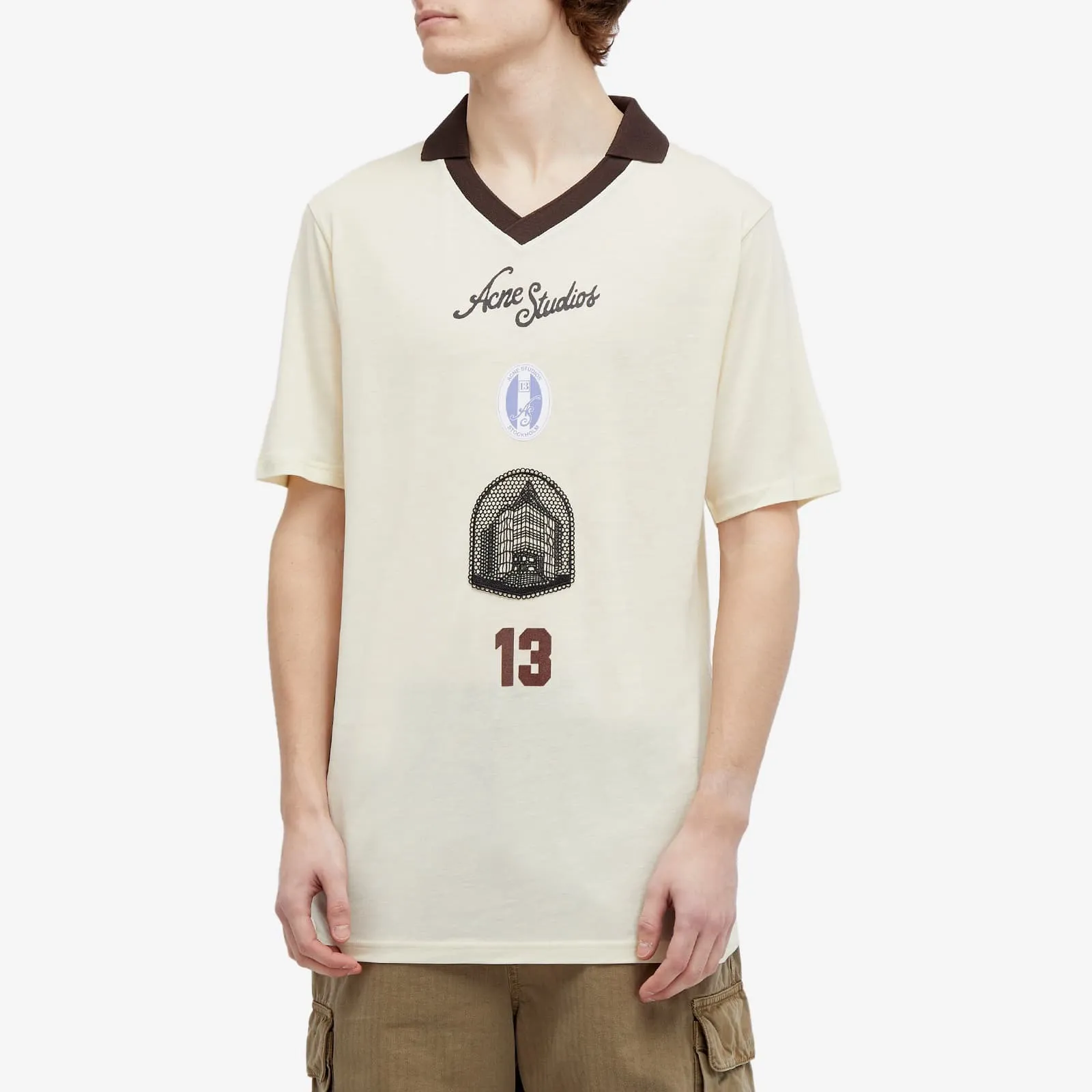 Acne Studios  |Street Style V-Neck Short Sleeves Logo Designers