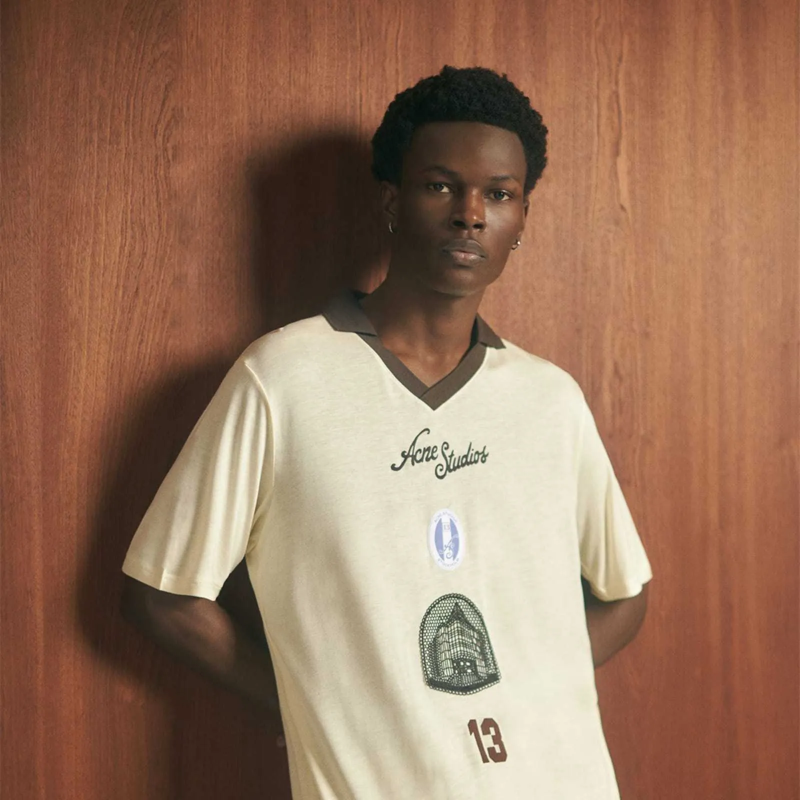 Acne Studios  |Street Style V-Neck Short Sleeves Logo Designers