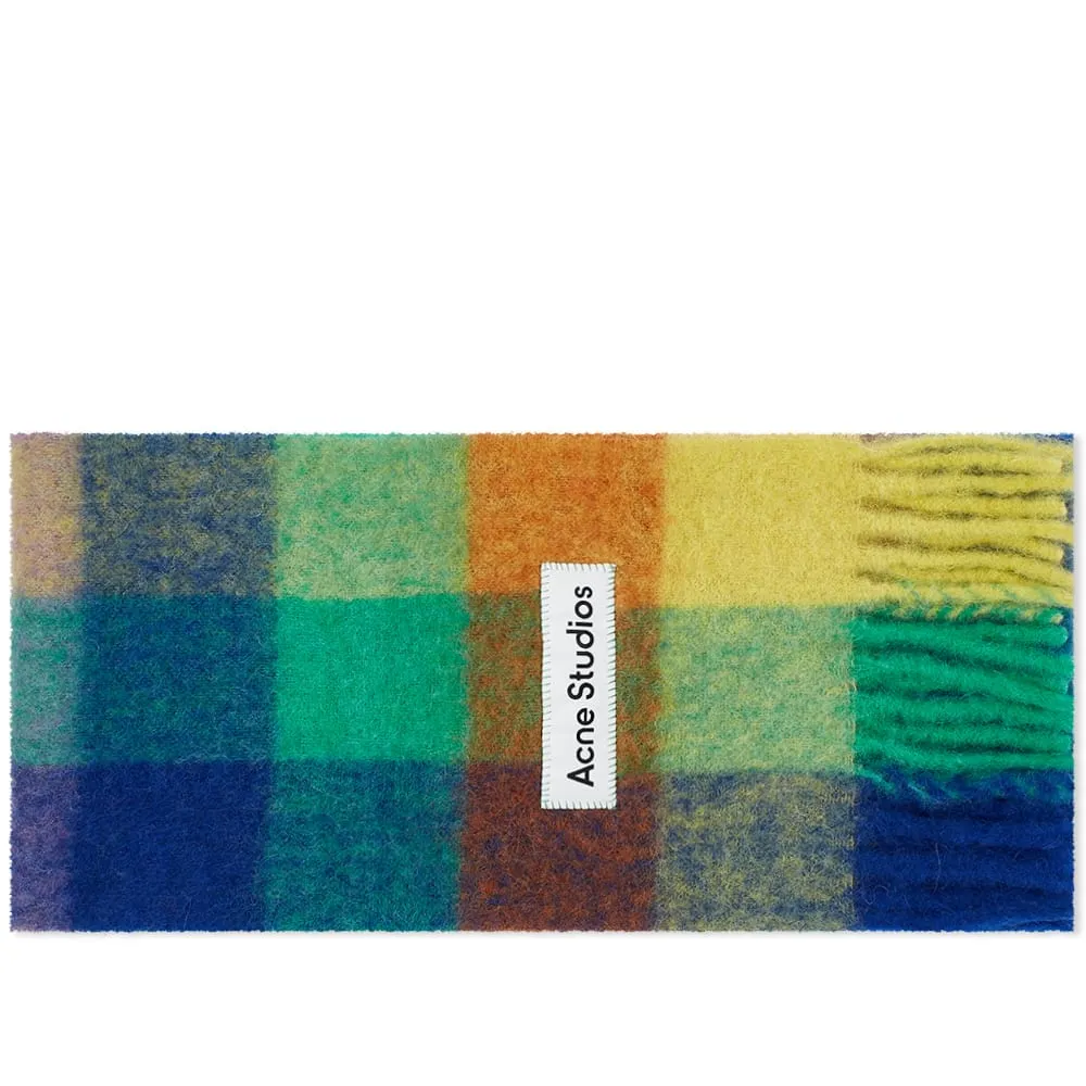 Acne Studios Vally Check ScarfBlue, Orange & Green