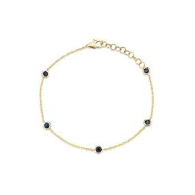 Always On Bezel Bracelet - Blue Sapphire / 14k Yellow Gold