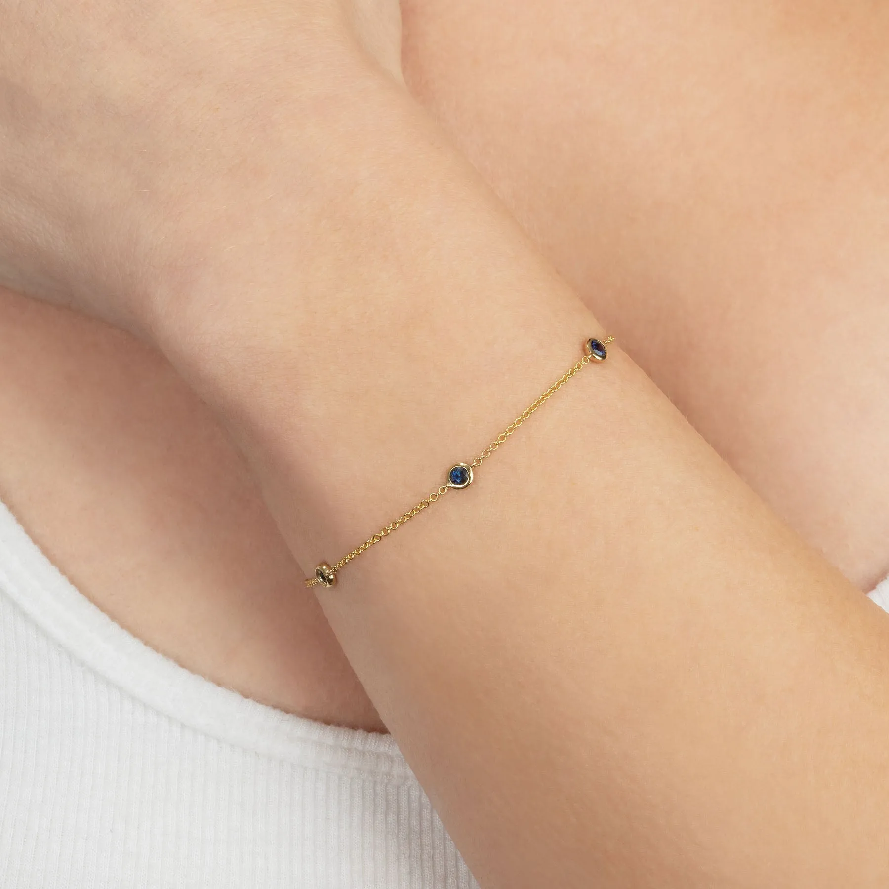 Always On Bezel Bracelet - Blue Sapphire / 14k Yellow Gold