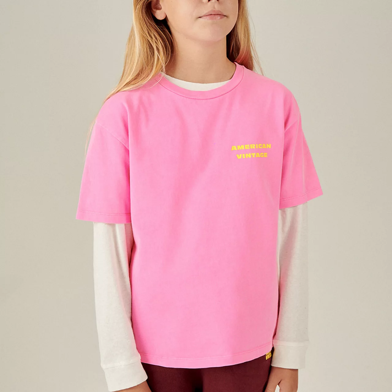 AMERICAN VINTAGE Fizvalley Printed Logo T-Shirt - Fluorescent Pink