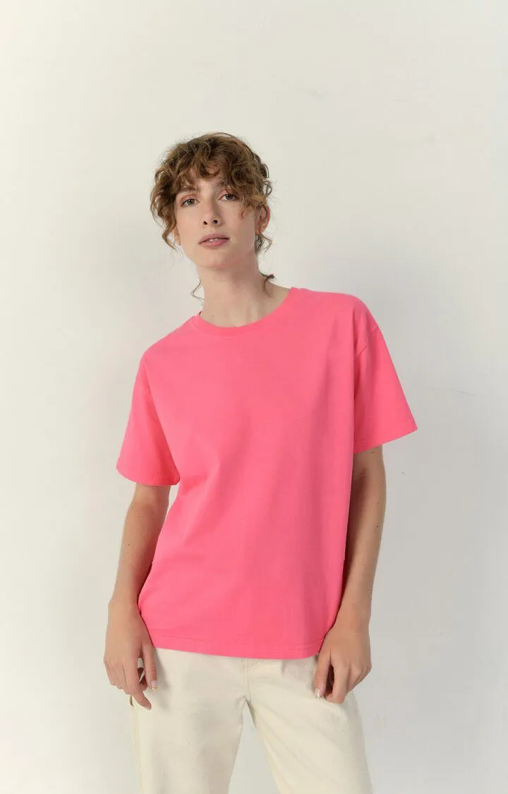 American Vintage FIZVALLEY Short Sleeve Crew Tee in Fluo Pink 