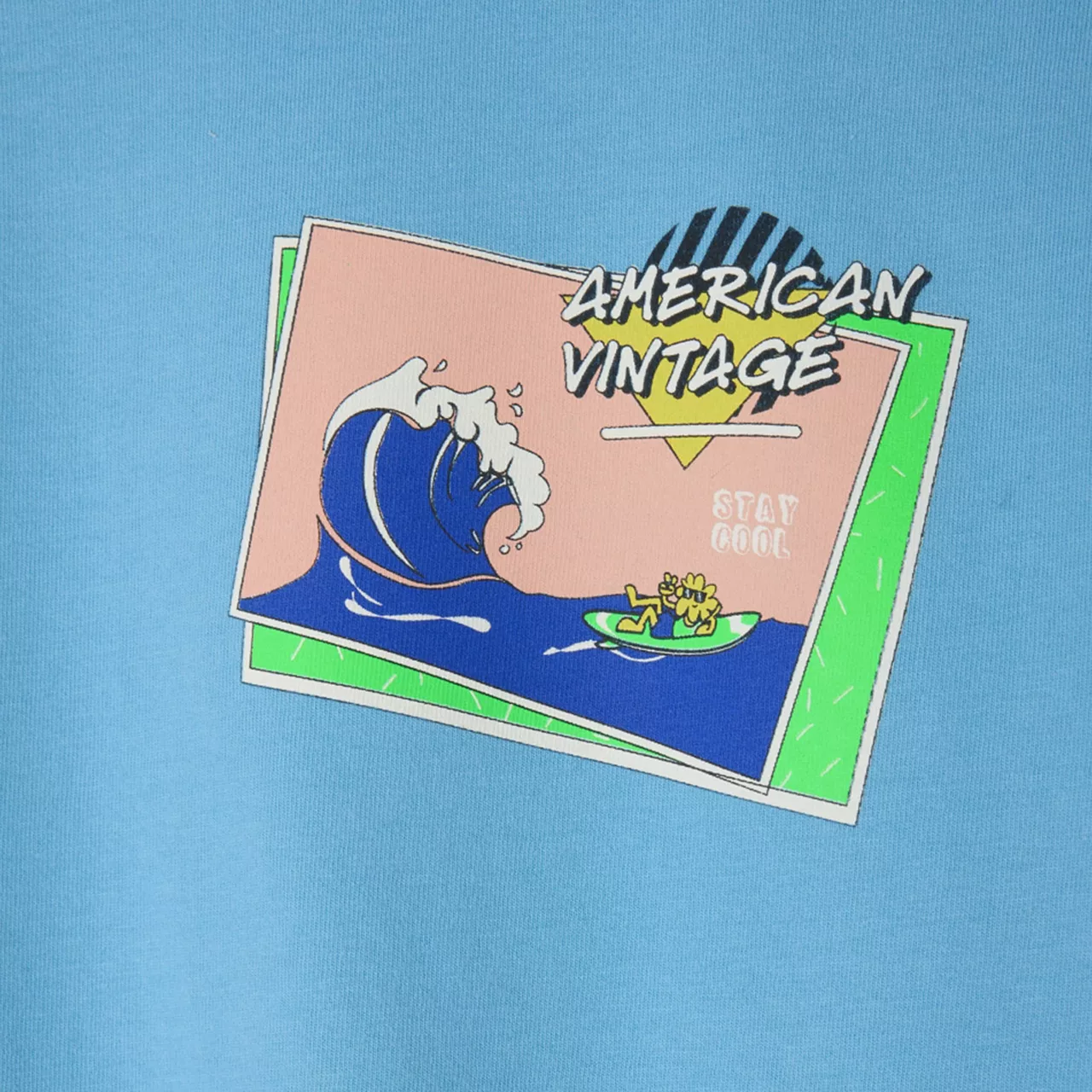 AMERICAN VINTAGE Fizvalley Surf Logo T-Shirt - Light Blue