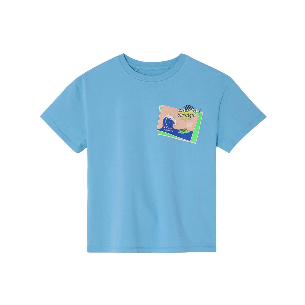 AMERICAN VINTAGE Fizvalley Surf Logo T-Shirt - Light Blue