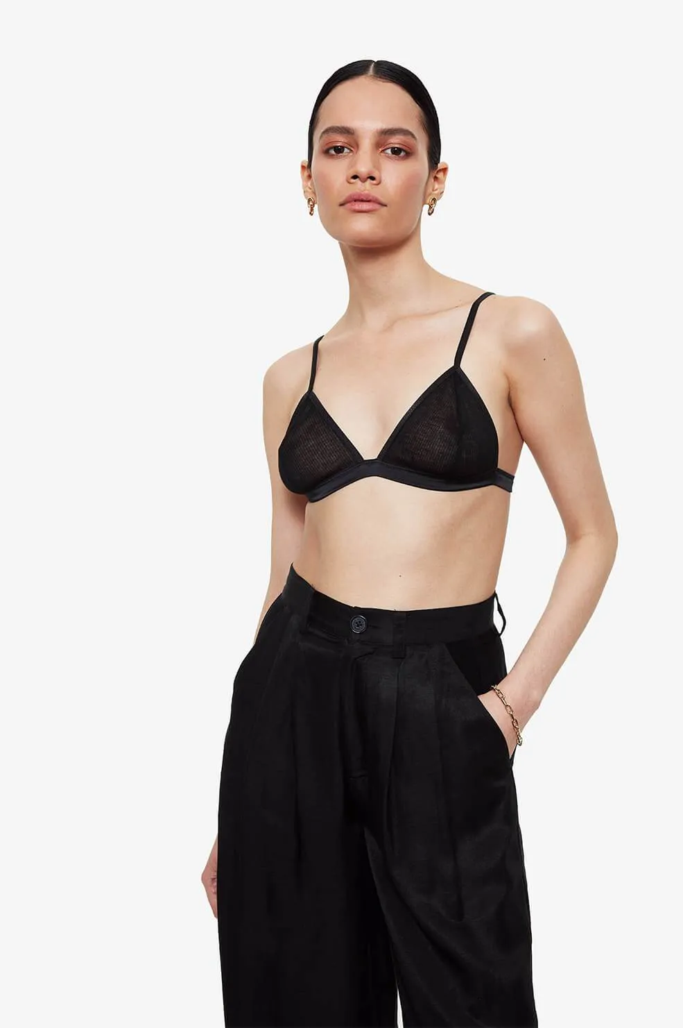 Anine Bing Alexia Bra - Black Knit