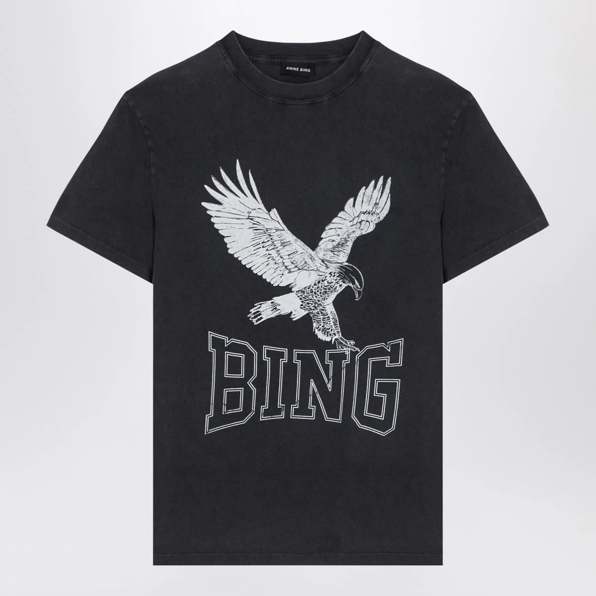 Anine Bing    Anine Bing Black Washed Out T Shirt With Logo