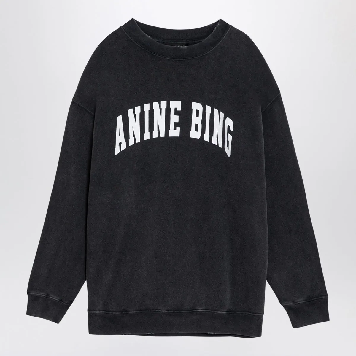 Anine Bing    Anine Bing Black Washed Sweatshirt With Logo Print