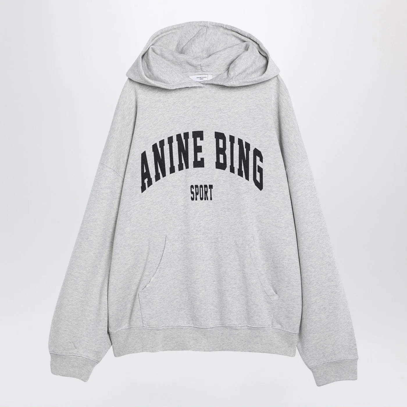 Anine Bing    Anine Bing Grey Hooded Sweatshirt With Logo Print