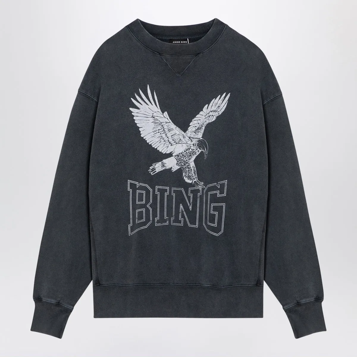 Anine Bing    Anine Bing Washed Black Crew Neck Sweatshirt