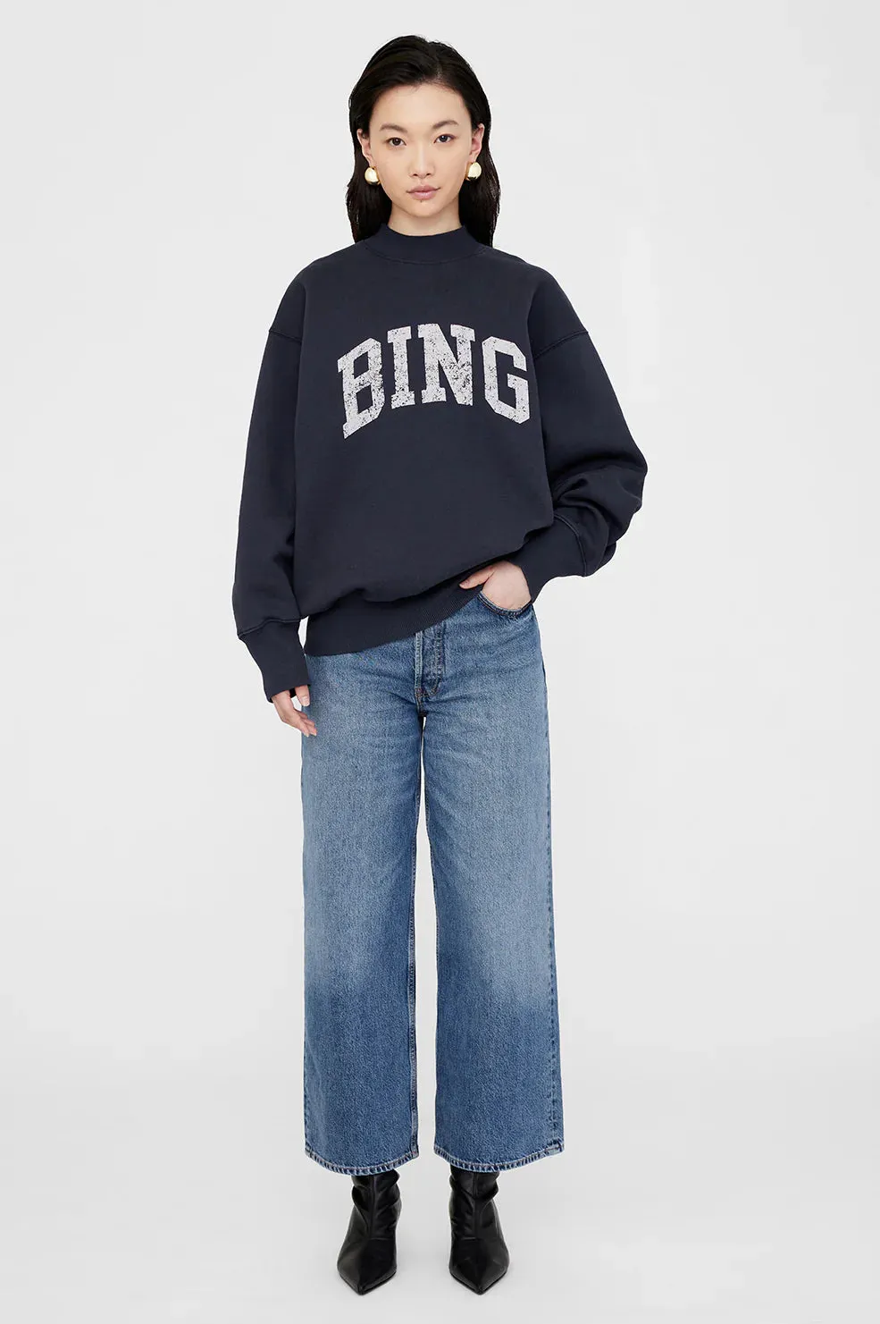 Anine Bing Bradie Sweatshirt Bing in Navy