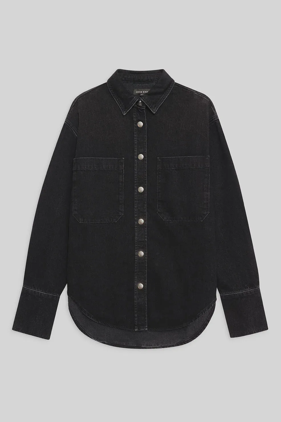 Anine Bing Dante Shirt in Iron Black Denim