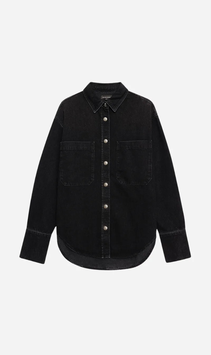  Anine Bing      Dante Shirt - Iron Black Denim 