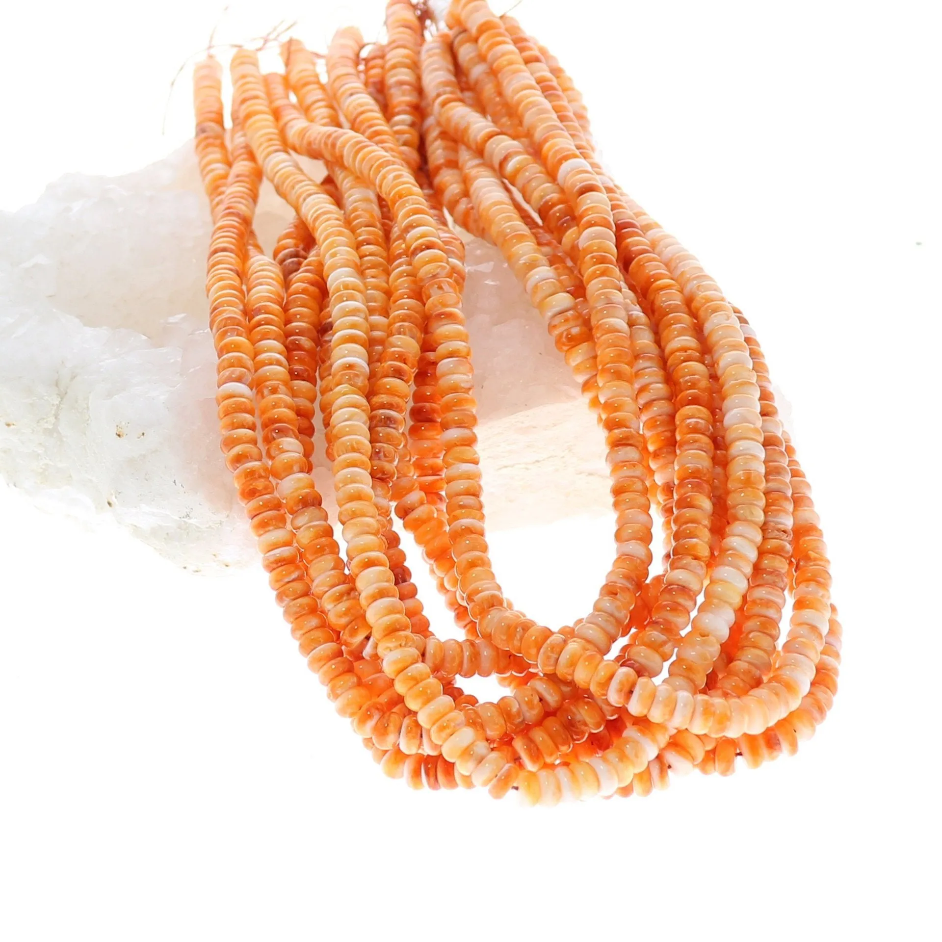 Apricot Orange Spiny Oyster Beads Buttons Rondelles 6mm 16