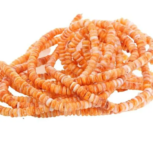 Apricot Orange Spiny Oyster Beads Buttons Rondelles 6mm 16