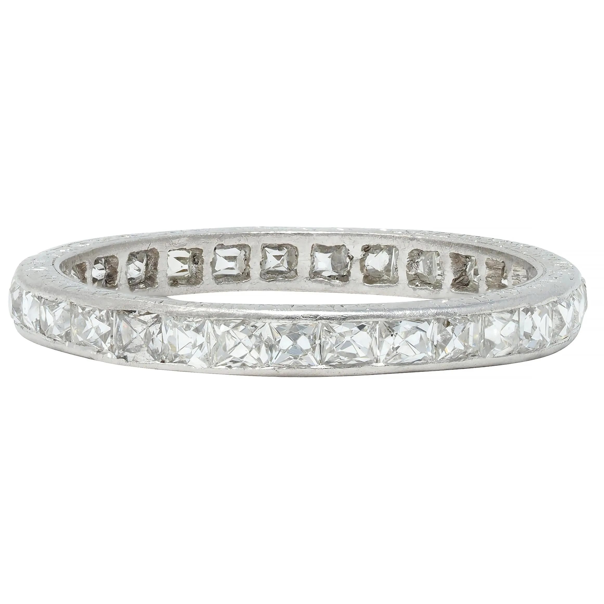 Art Deco 1.16 CTW French Cut Diamond Platinum Orange Blossom Eternity Band Ring